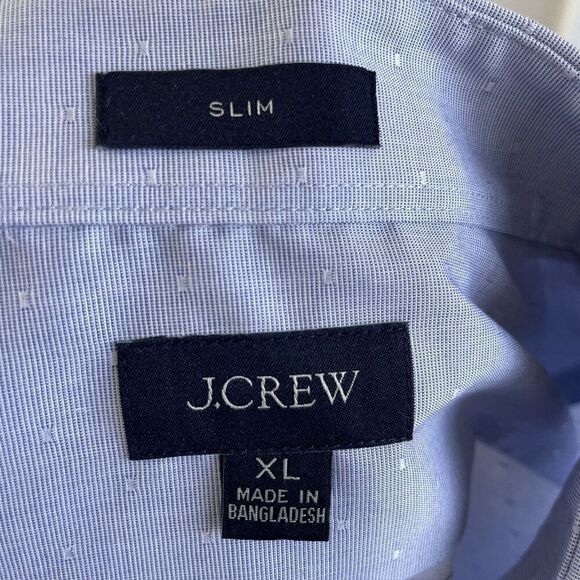 J.CREW Dress Shirt Mens XL Slim Blue Dot Button Up Point Collar BV488 - Picture 10 of 13